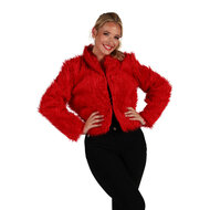 Bontjasje Rood - Zachte Pluche Jas - Dames