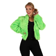 Bontjasje Neon Groen - Zachte Pluche Jas - Dames