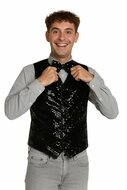 Gilet met Strikje - Paillettenvest Zwart - Heren