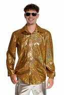 Shiny Disco Shirt - Goud - Heren