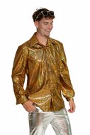 Shiny Disco Shirt - Goud - Heren
