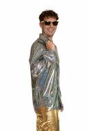 Shiny Disco Shirt - Zilver - Heren
