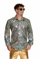 Shiny Disco Shirt - Zilver - Heren