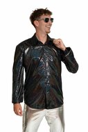 Shiny Disco Shirt - Zwart - Heren