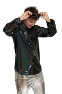 Shiny Disco Shirt - Zwart - Heren