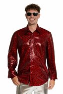 Shiny Disco Shirt - Rood - Heren