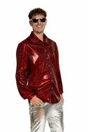 Shiny Disco Shirt - Rood - Heren