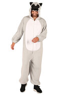 Onesie Hondenkostuum - Pluche - Volwassenen - Grijs-Wit