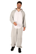 Onesie Hondenkostuum - Pluche - Volwassenen - Grijs-Wit