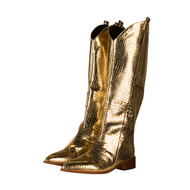 Dameslaarzen - Foute Party - Cowboy Schoenen - Metallic Snake Goud