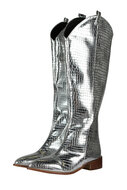 Dameslaarzen - Foute Party - Cowboy Schoenen - Metallic Snake Zilver