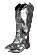 Dameslaarzen - Foute Party - Cowboy Schoenen - Metallic Snake Zilver