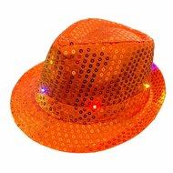 Hoed Lichtjes Pailletten - Disco - Oranje