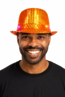 Hoed Lichtjes Pailletten - Disco - Oranje