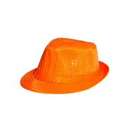 Hoed Pailletten - Neon Oranje - Koningsdag