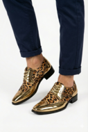 Heren schoen Goud met Panterprint 
