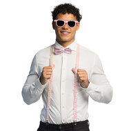 Accessoireset Lichtroze  3-delig - Bril - Bretel - Strikje