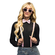 Accessoireset Lichtroze  3-delig - Bril - Bretel - Strikje