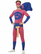 Willyman Superhelden Kostuum - Roze-Blauw - Volwassenen