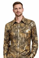 Blouse Slangenprint - Goud-Zwart Foute Party - Jaren 80 &amp; 90 - Volwassenen