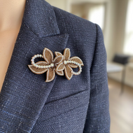 Broche - Sequin Flower  - Strass - Goud