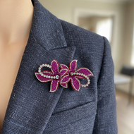 Broche - Sequin Flower  - Strass - Roze