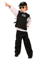 FBI Special Agent - Verkleedpak - Kinderen -  4-delige Set - Zwart-Wit