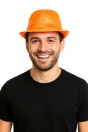 Hoed Pailletten - Oranje - Koningsdag