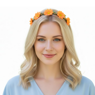 Haarbandje Bloemen Oranje - Dirndl Tiara Oktoberfest
