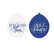 Ballonnen Welkom Thuis - Blauw-Wit - 8 stuks 
