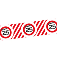 Afzetlint Verkeersbord - 25 Jaar - Rood-Wit - 10 meter