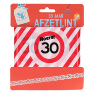 Afzetlint Verkeersbord - 40 Jaar - Rood-Wit - 10 meter