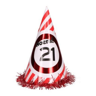 Feesthoed - Verkeersdbord - 21 Jaar - Rood-Wit