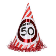 Feesthoed - Verkeersdbord - 50 Jaar - Rood-Wit