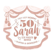 Huldeschild Muurdecoratie - Sarah 50 - Wit-Ros&eacute; Goud
