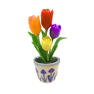 Koelkastmagneet - Holland Souvenir - Tulpen in Pot - Delfts Blauw
