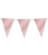 Glitter Vlaggenlijn Ros&eacute; Goud - 20x30 cm - 6 meter - Versiering