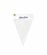 Glitter Vlaggenlijn Wit - 20x30 cm - 6 meter - Versiering