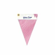 Glitter Vlaggenlijn Baby Roze - 20x30 cm - 6 meter - Versiering