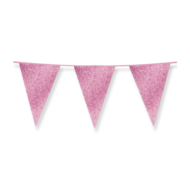 Glitter Vlaggenlijn Baby Roze - 20x30 cm - 6 meter - Versiering