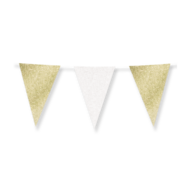 Glitter Vlaggenlijn Goud en Wit - 20x30 cm - 6 meter - Versiering