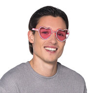 Roze Hartjes Partybril met Strass - Hartjes Bril - Valentijn