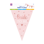 Vlaggenlijn Bride To Be - Ros&eacute; - 20x30 cm - 10 meter - Versiering