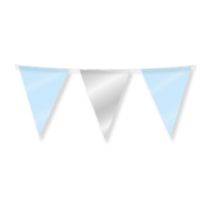 Vlaggenlijn Folie - Blauw-Zilver - Babyshower - 10 meter 