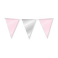 Vlaggenlijn Folie - Roze-Zilver - Babyshower - 10 meter 