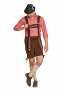 Lederhosen Johann - Verstelbare Bretels - Donkerbruin - Kort - Imitatie Su&egrave;de