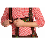 Lederhosen Johann - Verstelbare Bretels - Donkerbruin - Kort - Imitatie Su&egrave;de
