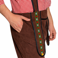 Lederhosen Johann - Verstelbare Bretels - Donkerbruin - Kort - Imitatie Su&egrave;de