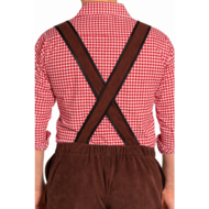 Lederhosen Johann - Verstelbare Bretels - Donkerbruin - Kort - Imitatie Su&egrave;de