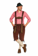 Lederhosen Johann - Verstelbare Bretels - Donkerbruin - Knielengte - Imitatie Su&egrave;de